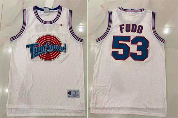 Movie Space Jam FUDD #53 White Basketball Jersey (Stitched)